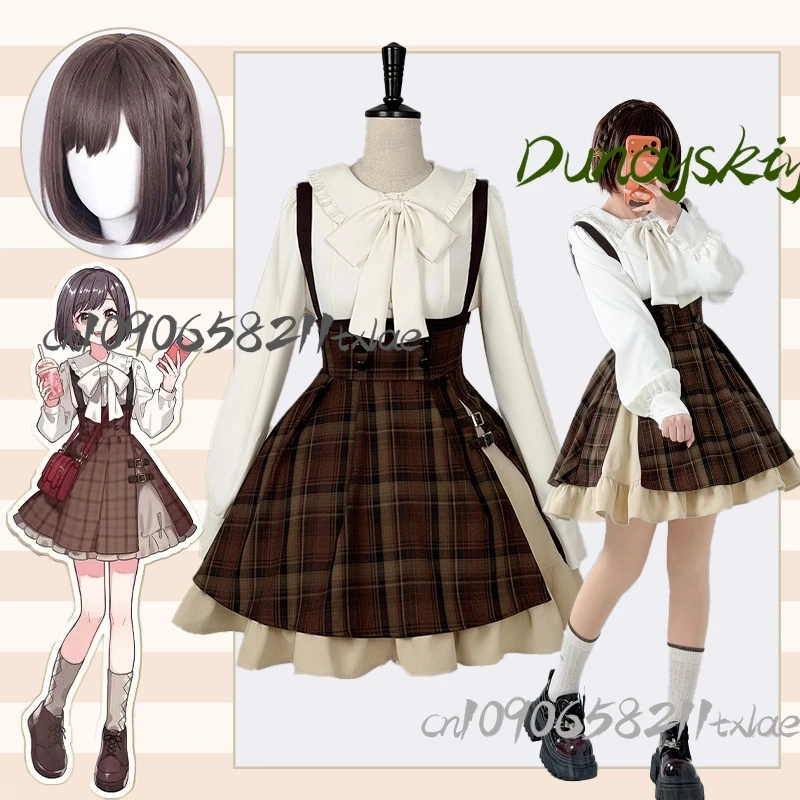 

Project Sekai Ena Shinonome Niconicooo Women Cosplay Costumes Wig Kawaii English Plaid Skirt Stage Daily Carnival Women Roleplay