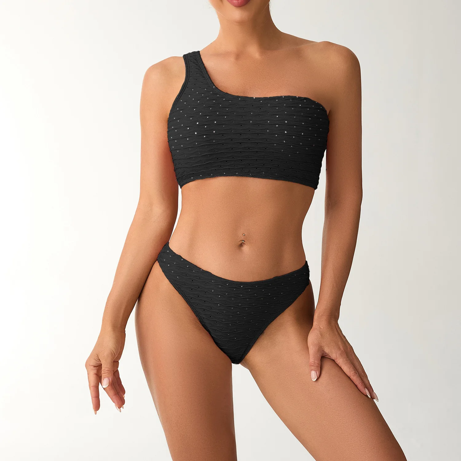 

One Shoulder Top Swimwear Women 2026 Solid Bathing Suit Low Waist Swimsuit Brazilian Bikini Set Biquinis Sexy Bather Maillot