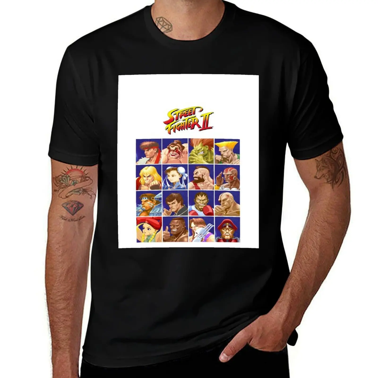 Street Fighter II Select Character T-Shirt Soft Stretch Short Sleeve Top T-Shirt