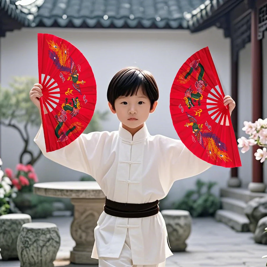 

Children's Martial Arts Fan 27cm Safe Bamboo Tai Chi Fan for Kids Mini Kung Fu Dance Fan for Beginners & Performances