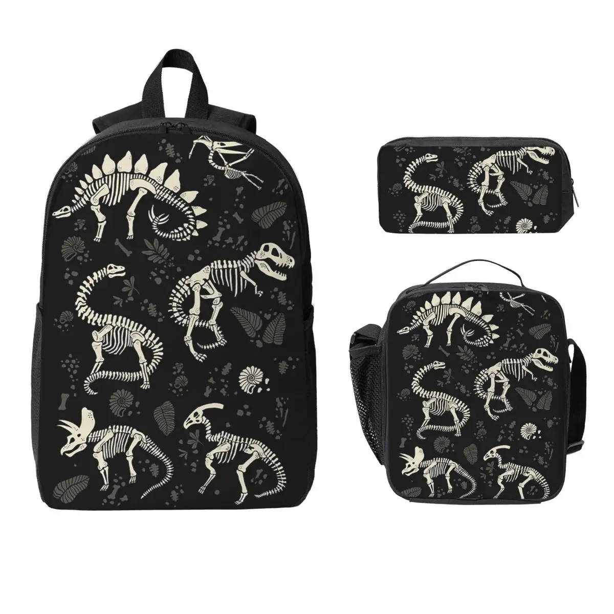 

Excavated Dinosaur Fossils Backpack Student Boys Girls BookBag School Bag Shoulder Bags 3ps Insulated Lunch Bag Pencil Case