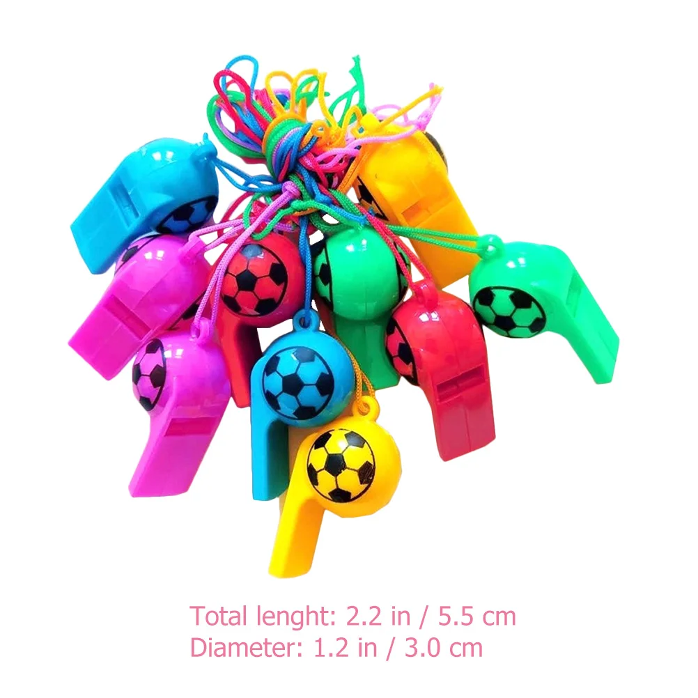 100 قطعة صفارات كرة القدم مع الحبل الألوان الزاهية البلاستيك السائبة صانع الضوضاء حفلة تفضل صفارات رياضية مع الحبل #2