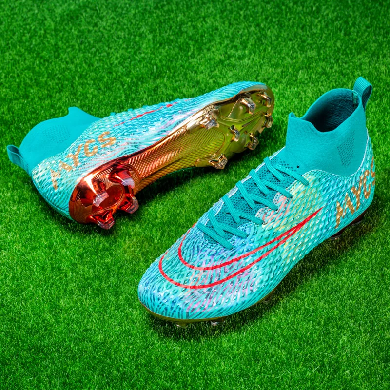 

Large men's high top football boots, competition training shoes, artificial grass long toe nail shoes, adult sports shoes
