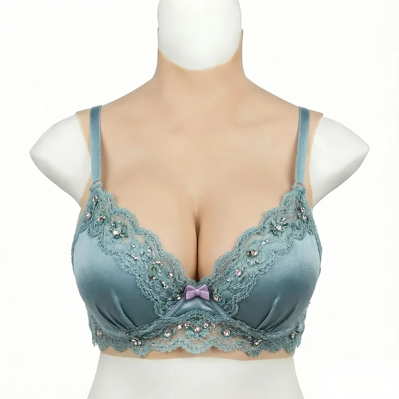 Silicone Breast Forms Bodysuit Shake Fake Boobs Plate BCDEG Sizes for Drag Queen Crossdress Transgender Cosplay with Nipple