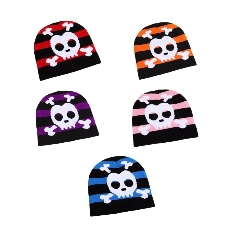 

Teens Punk Jacquard Skull Pattern Knit Hat Winter Driving Hat for Girls Boys