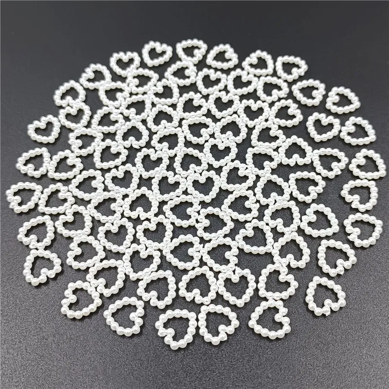 40pcs/pack Hollow Imitation Pearl White Color Heart Star Flower Loose Beads DIY Jewelry Making Material Wholesale