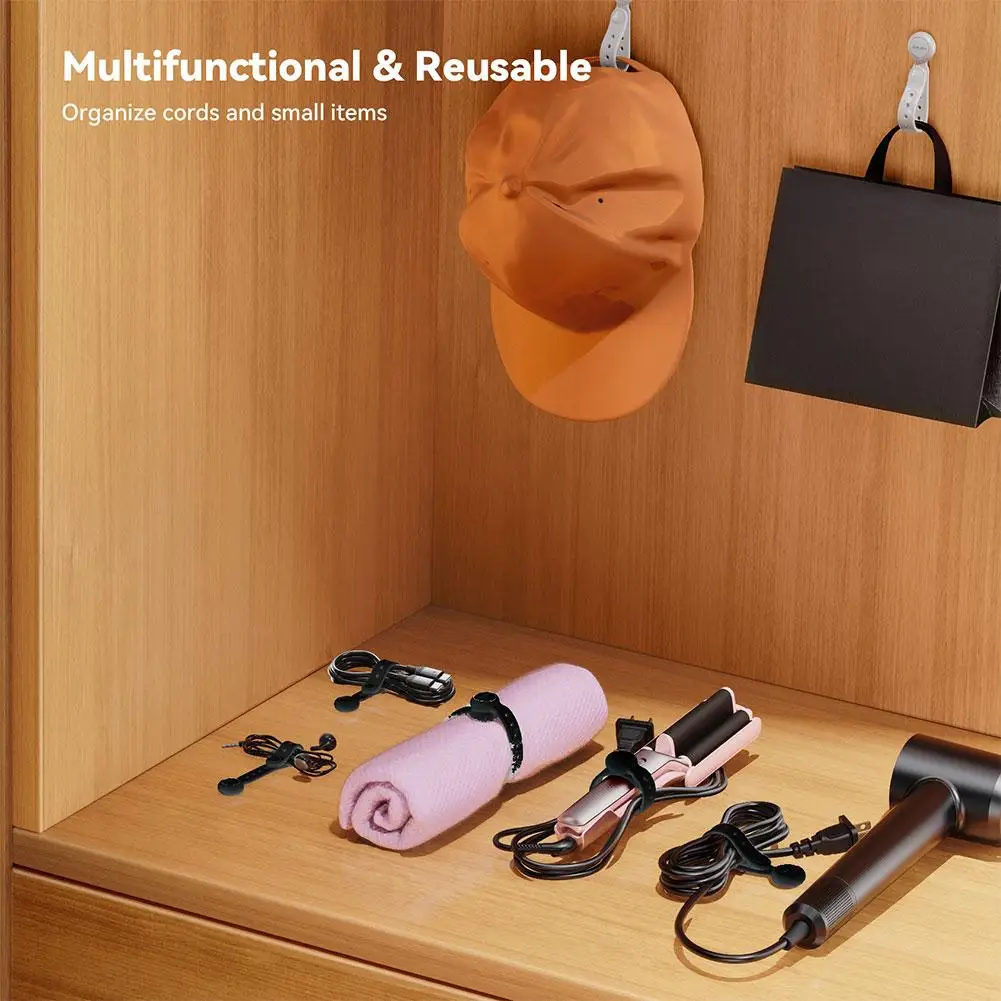 

Magnetic Cable Ties Silicone Wire Organizer Multi-purpose Organizer Tie Built-in Straps Magnet Cords Bundle Charging Adjust V9P0