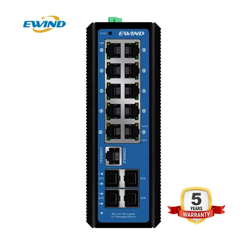 Gigabit Industrial Network Switch 14 Port 10/100/1000mbps Din-rail Dual Dc Input Unmanaged Switch for Ip Camera