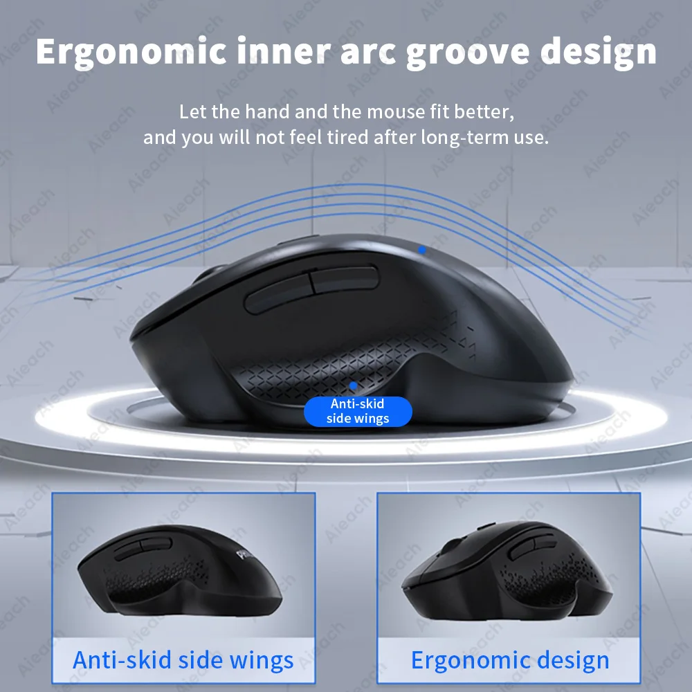 Rechargeable Ergonomic Mouse Wireless Bluetooth Mouse 2 Device Connection (Bluetooth or USB) For PC, Laptop, iPad, Mac Mice