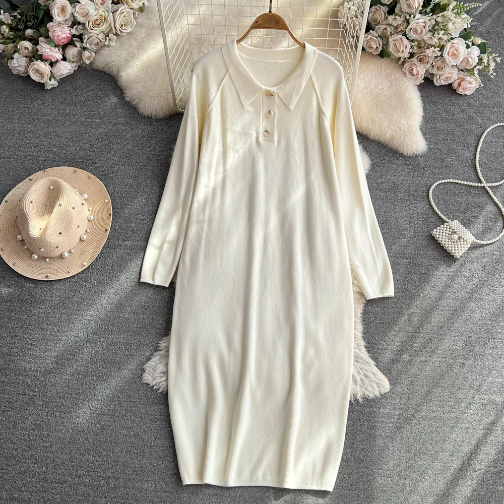 

Solid Women Elegant Sexy Holiday Club Vestidos All Match Trendy Vintage Turn Down Collar Black Birthday Button Popular Dresses