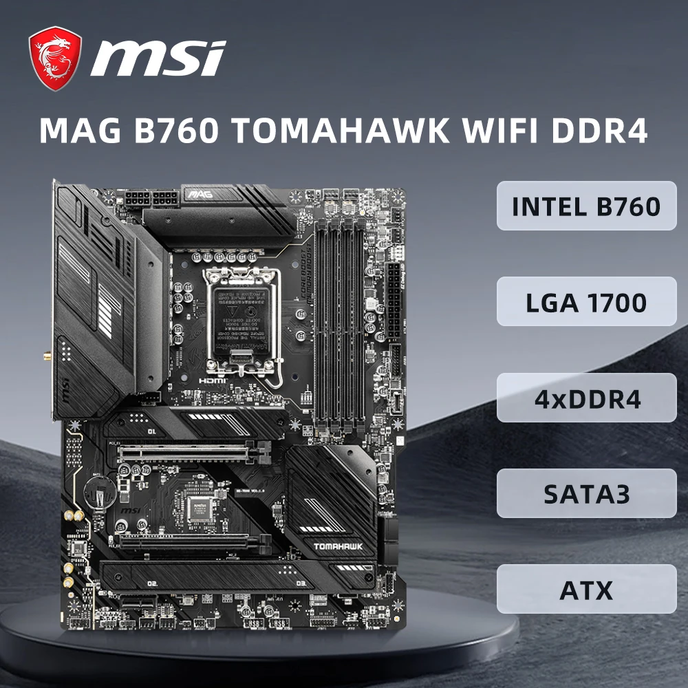 MSI MAG B760 TOMAHAWK WIFI DDR4 Motherboard Support 14900KF 13900K 12900K 12600K 12400F 12100F LGA1700 256GB HDMI M.2 NVME ATX