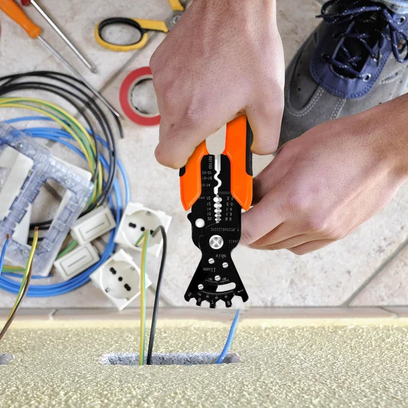 Imagem -02 - Multifuncional Bending Alicate para Eletricista Wire Stripper Line Cutting Pressionando Ângulo Isolamento Ajustável Ferramentas Manuais