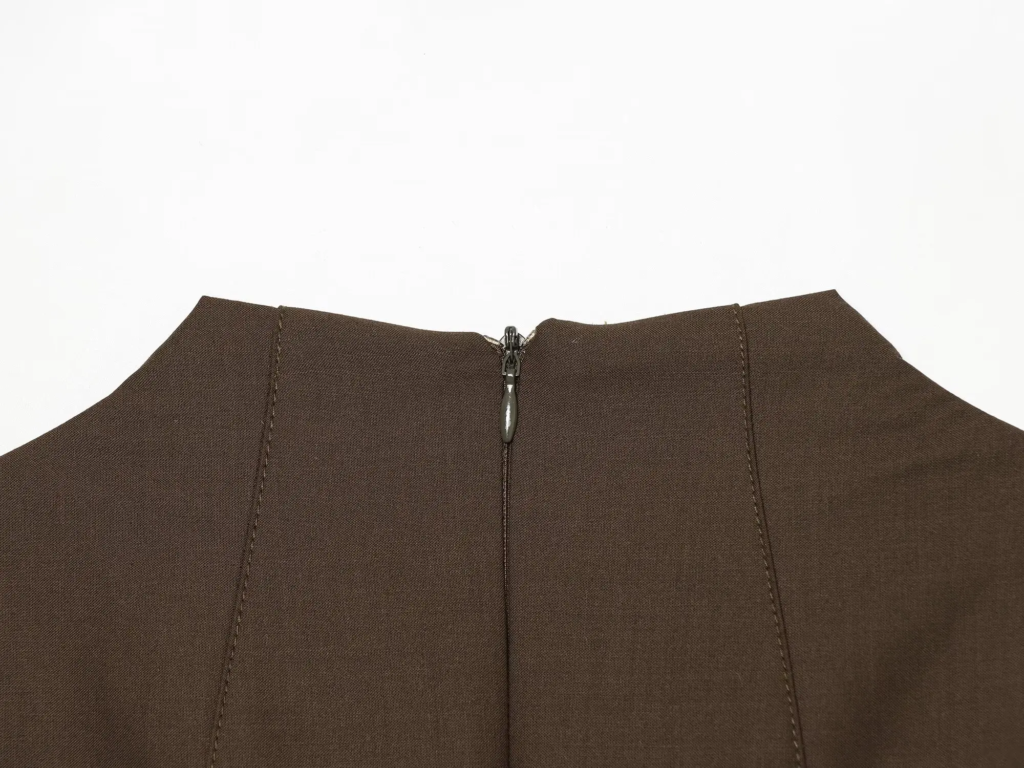 TFMLN Neues Damen-Weste-Kleid mit Stehkragen, ärmellos, mit dekorativen Knöpfen, trendiges, figurbetontes, alltagstaugliches, modisches Minikleid – Detail 8