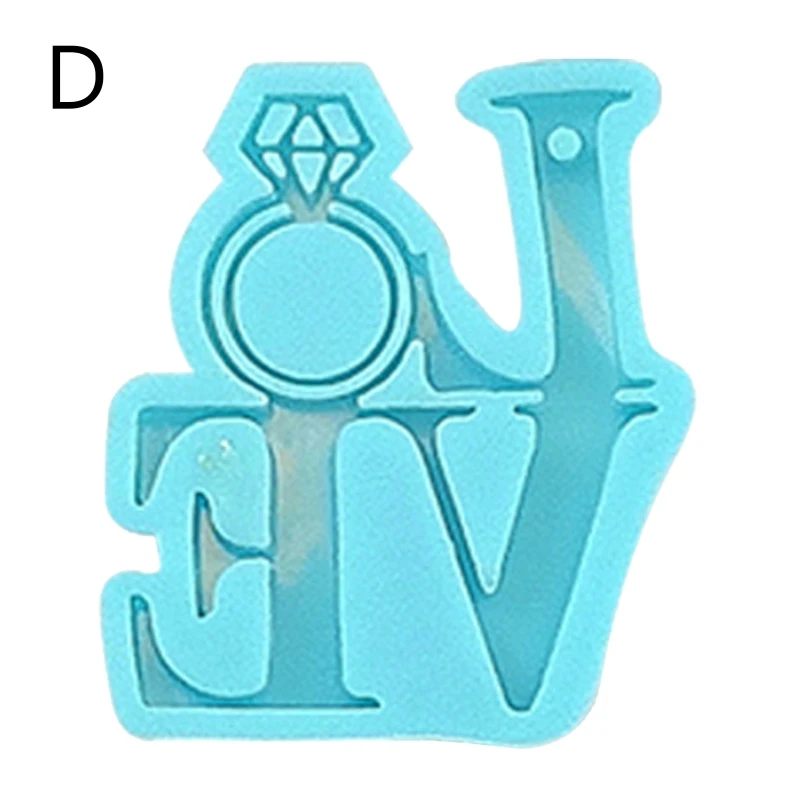 Love Sign Letter Keychain Silicone Mold with Hole for DIY Decoration Resin Casting Pendant Mold Valentine's Day