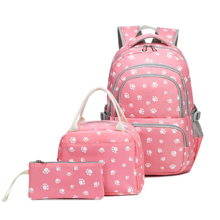 

3pcs/set Girls Backpack with Lunch Bag Pencil Case Print Fashion Teens Daypack Large Capacity Student School Bag Travel Bag