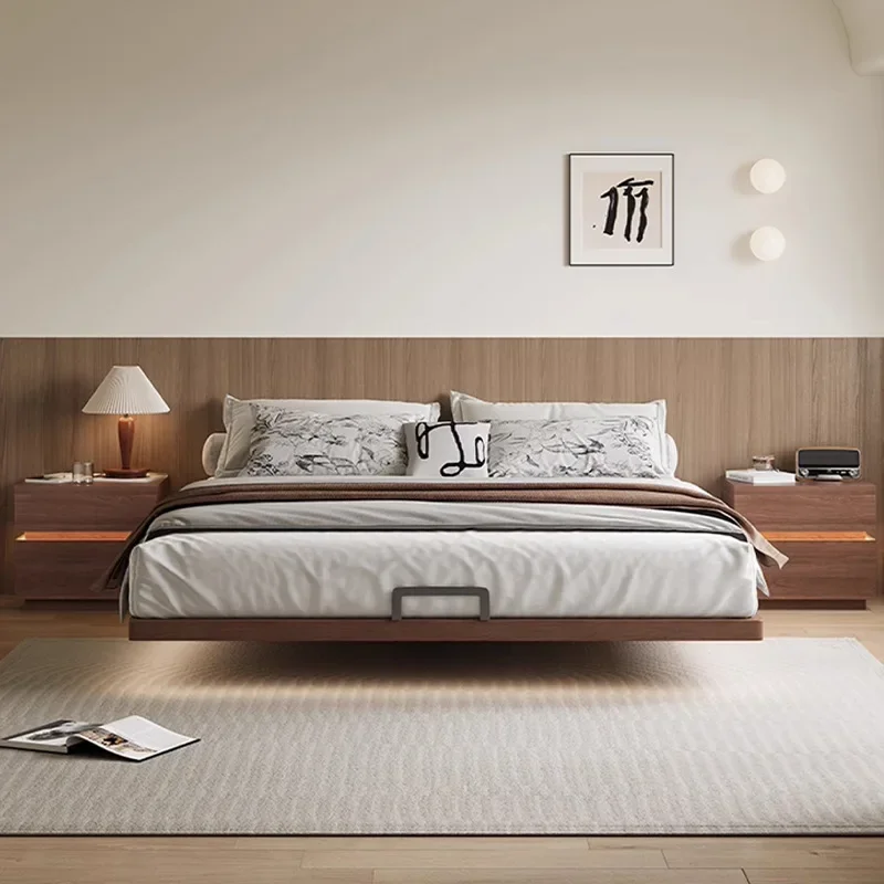 No Bedside Pure Solid Wood Nordic Ash Wood Bed 2023 New Beech Row Skeleton Modern Simple Solid Wood Suspension Bed