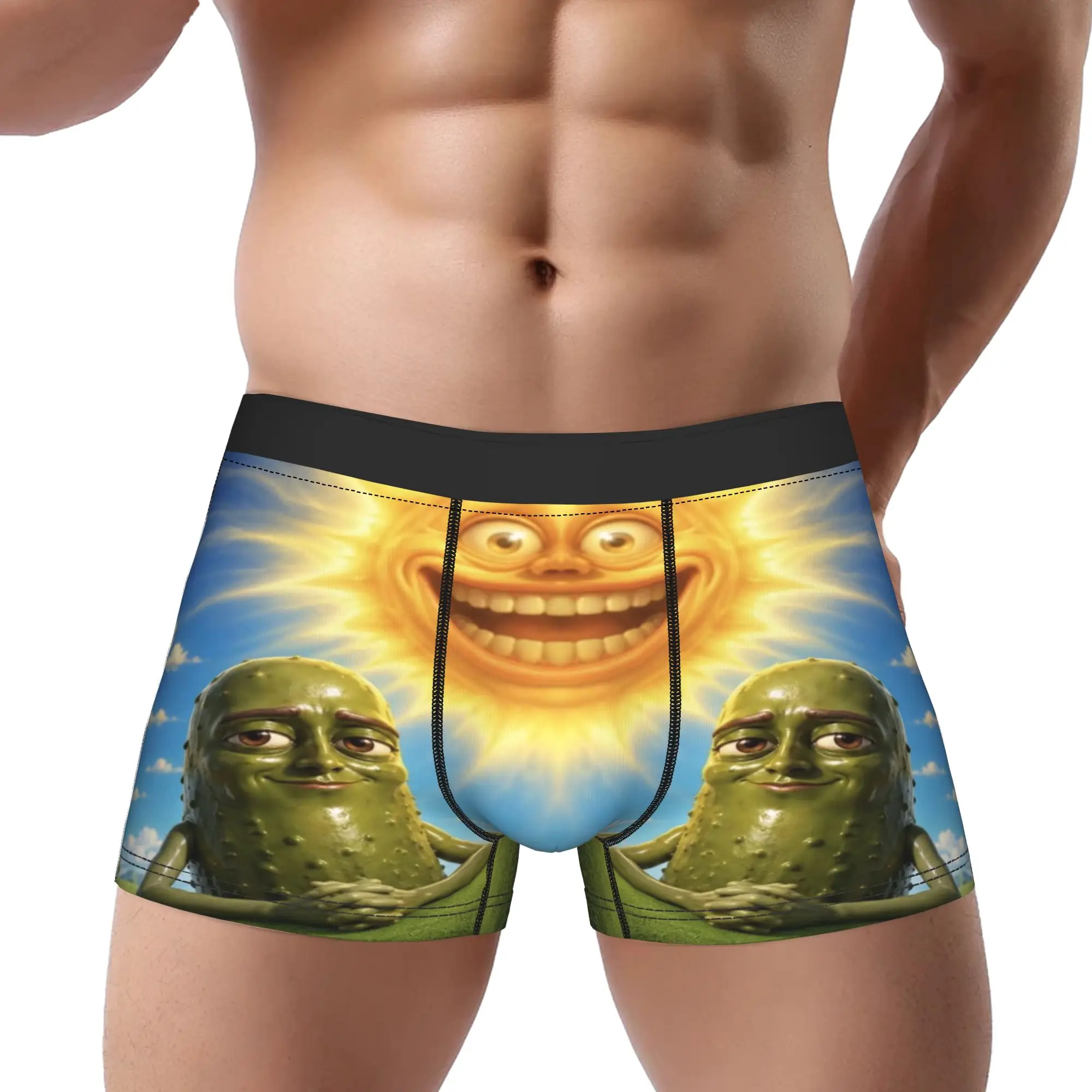 Funny Pickle Sun Surreal Character  Underpants Breathbale Panties Male Underwear Print Shorts Boxer Briefs