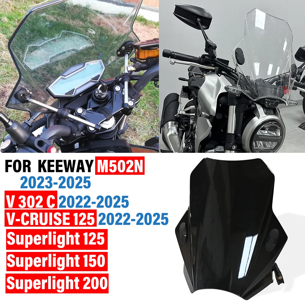 

FOR KEEWAY M502N/V 302 C/V-CRUISE 125 Superlight 125/150/200 Universal Motorcycle Front Windshield Wind Deflector Street Bikes