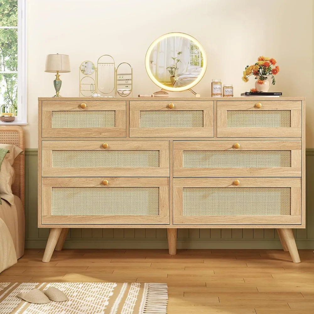 خزانة ذات درج من الروطان، خزانة لغرفة النوم، خزانة ذات أدراج، منظم خزانة، خزانة ملابس من الخشب الطبيعي لغرفة النوم