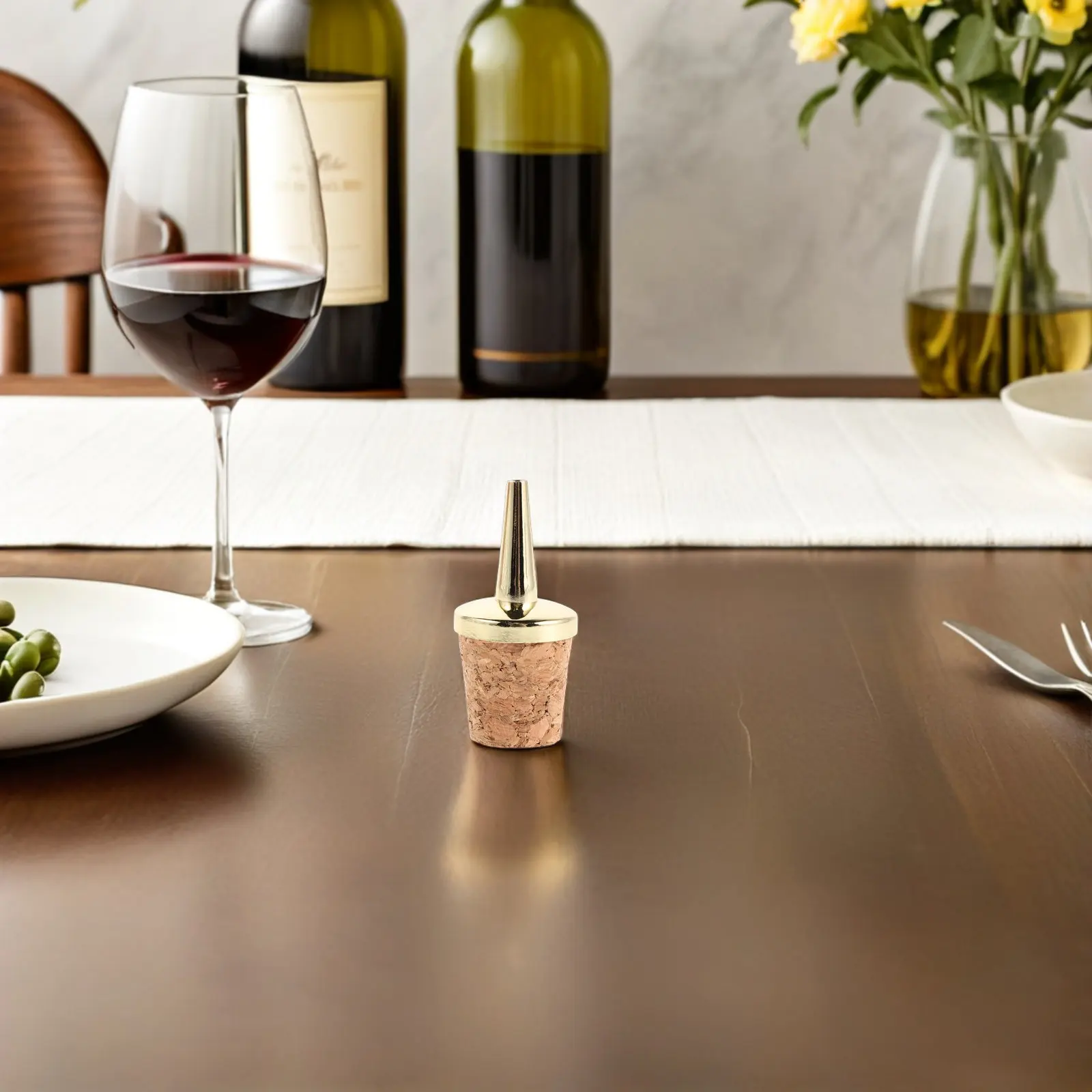Leak Proof Bottle Pourer Spout and Cork Stopper for Spirits Vinegar Oil Bitter Bottles Elegant Bar Accessories Wine Freshness