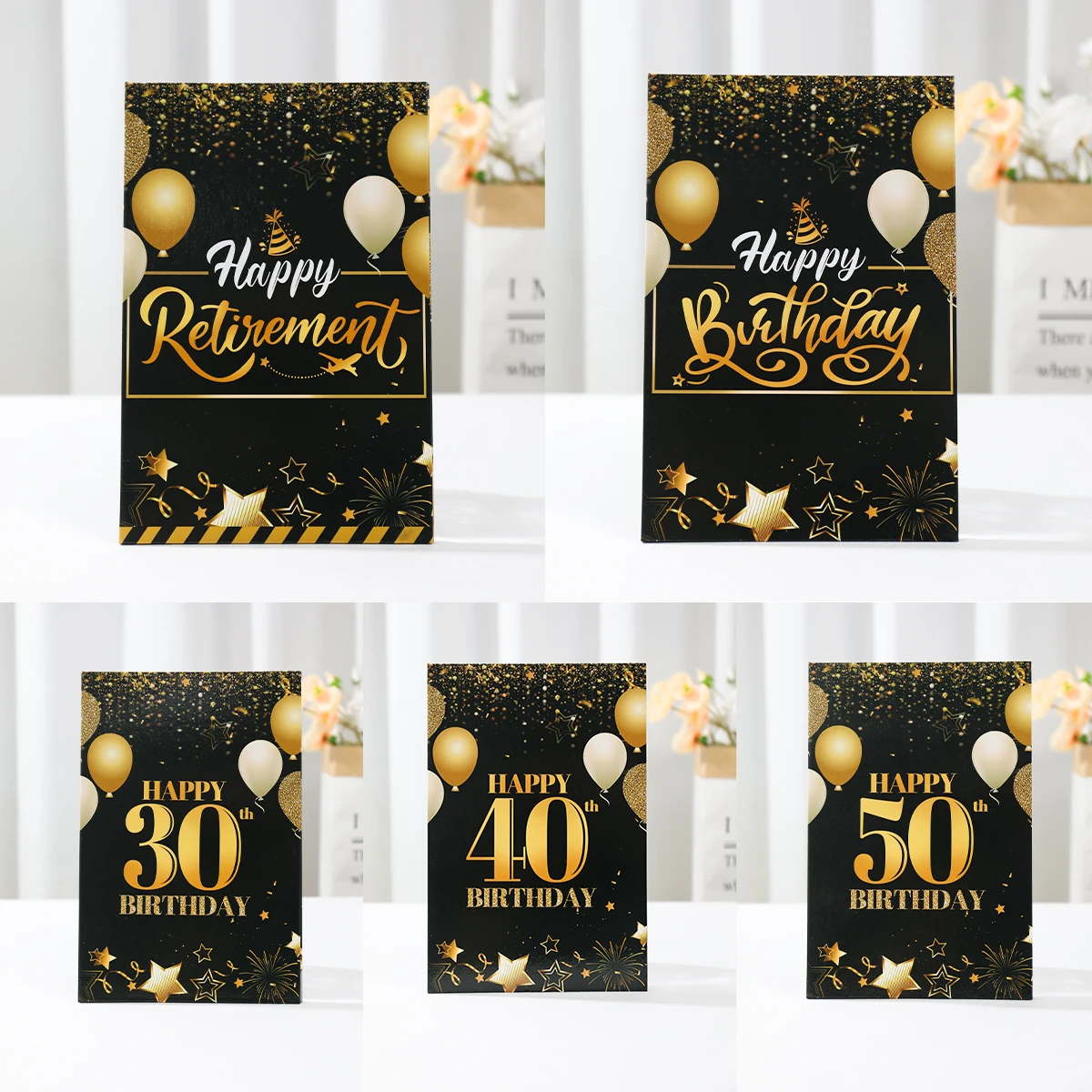 Black Gold Signature Guest Book Birthday Party Decorations Retirement Party Supplies 30 40 50 Years Old Birthday Signing Card