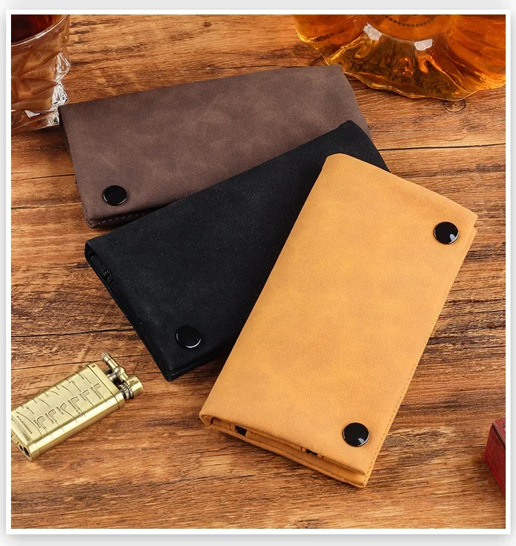 Handgefertigter Leder-Tabakbeutel, Etui, Tasche, Raucherpapierhalter, Etui, Geldbörse, multifunktionale, faltbare Tabakaufbewahrungstasche – Detail 11