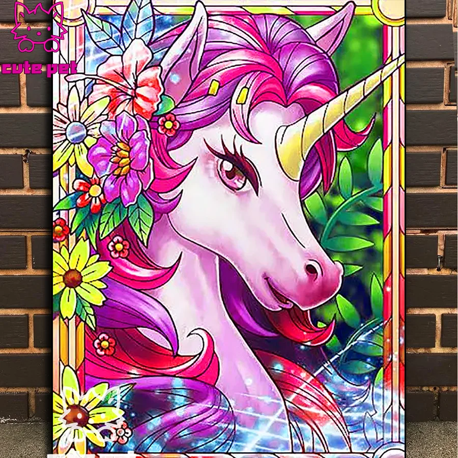 Diamond Painting Beautiful unicorn DIY cross stitches full square drill rainbow horse Gift Embroidery Home Decor Diamond Mosaic