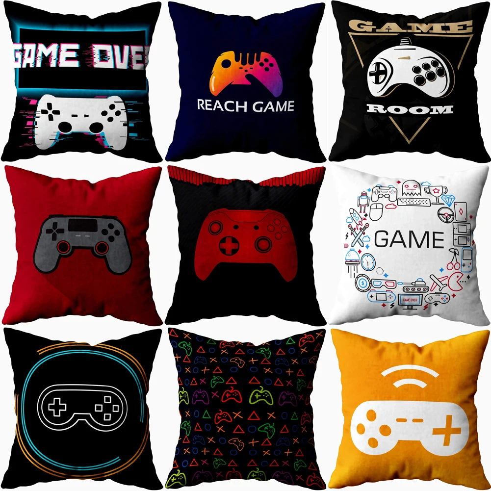 Game Controller Pillow Case Gamer Joypad Joystick Pillowcases for Pillows Bed Sofa Kids Boy Room Decor Home 45x45 Pillow Cover