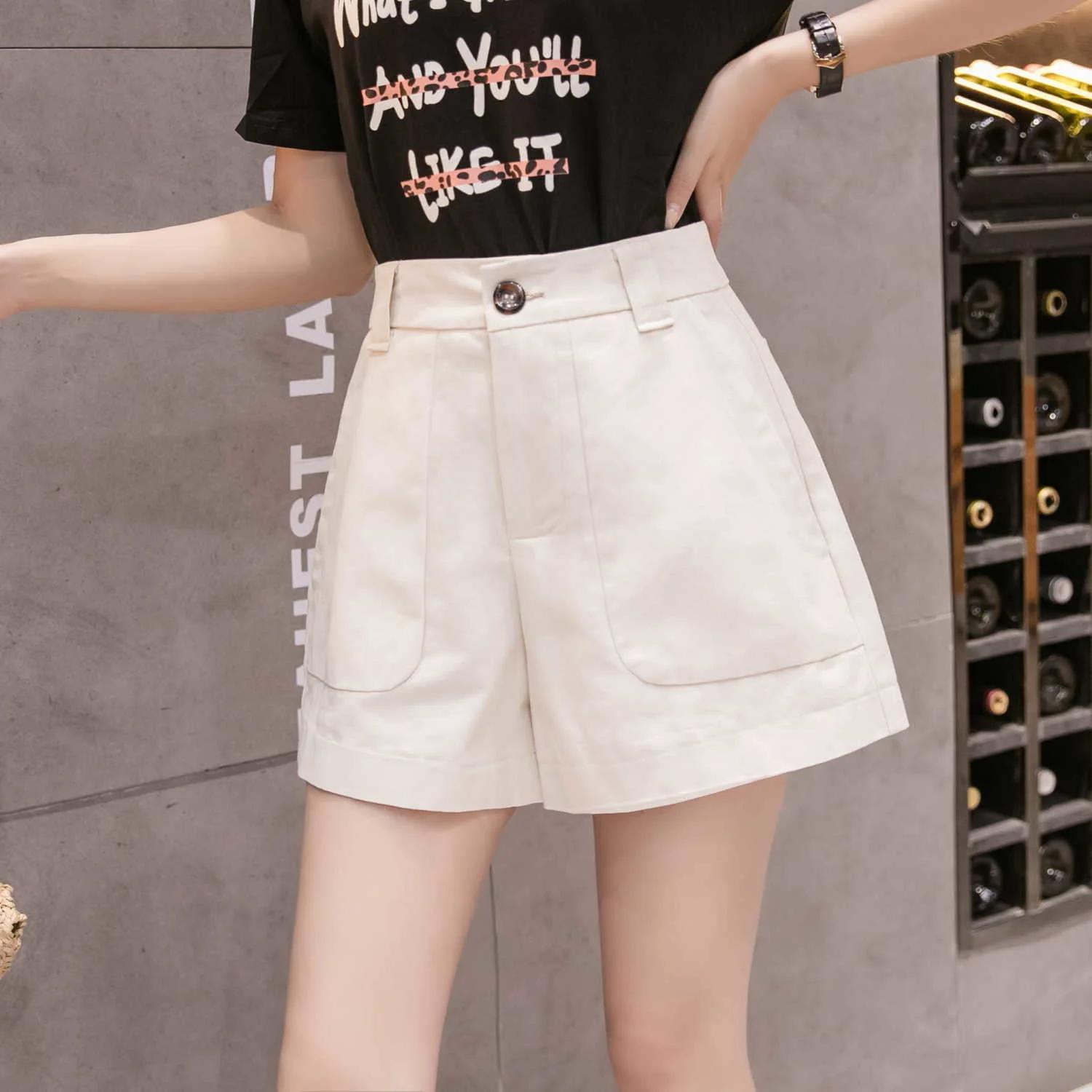 

Cotton 2023 Summer Women's High Waist Loose A-line Leg Shorts Clothing Women Pants Summer Shorts