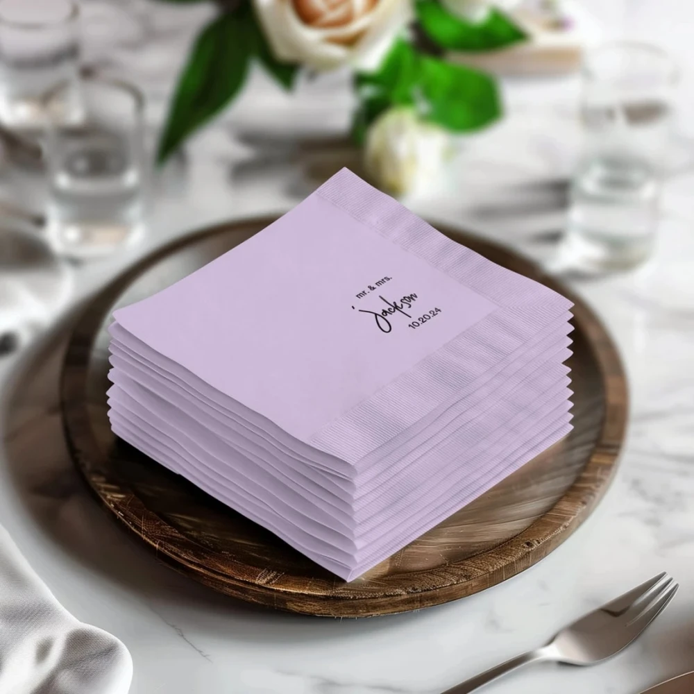 Serviettes de table personnalisées, monogramme personnalisé, événement personnalisé, fiançailles des travailleurs de mariage, 50 pièces