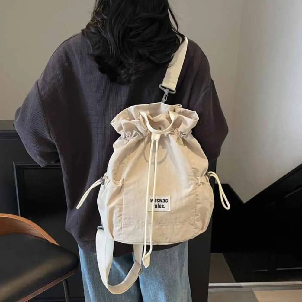 Large Capacity Sport Racket Storage Backpack Lightweight Solid Color Fitness Shoulder Bag Badminton Nylon Drawstring Fitness Bag