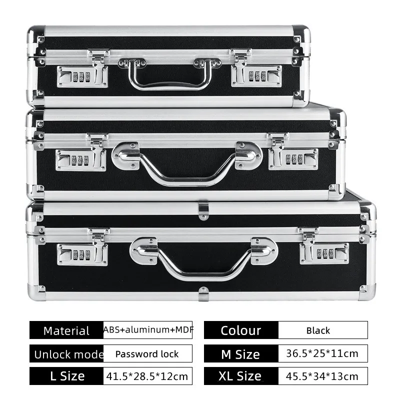 Tragbare Aluminium koffer Passwort Werkzeug kasten Sicherheits ausrüstung Instrumenten koffer Aluminium Aufbewahrung sbox Koffer Metall Aktentasche