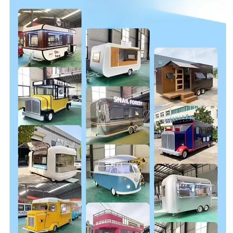 Food Truck Mobile Food Catering Trailer Fully Equipped Outdoor Mobile Beer Ice Cream Coffee Carts Food Trailers Fully Equipped