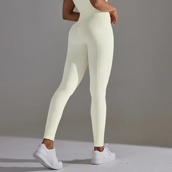 Leggings attillati sexy a vita alta da palestra per yoga da donna Pantaloni da allenamento per corsa ad alta elasticità Pesca