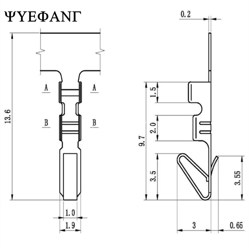 Terminales de crimpado de KF2510-T para KF2510 100, carcasa hembra, Conector de espaciado de 2510 MM, 2,54 Uds./lote