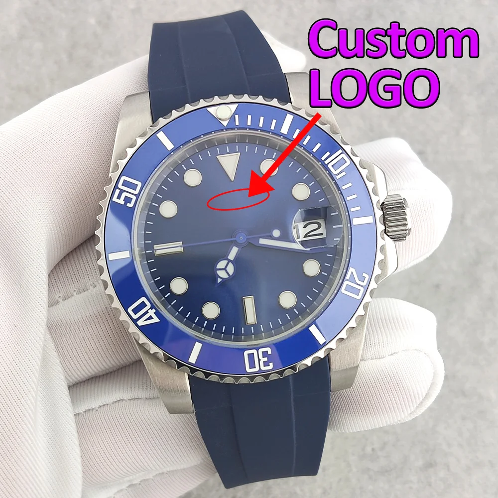 40mm NH35 Watch Blue Men's Watch High Quality Automatic Mechanical Stainless Steel Sapphire Glass Waterproof Watch Custom Logo