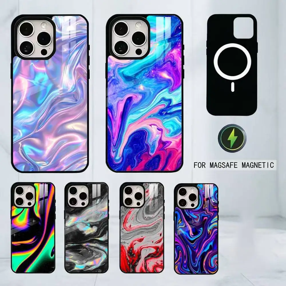 

Psychedelic trippy Holographic Phone Case For iPhone17,16,15,14,13,12,11 Plus,Pro Magnetic For Magsafe Wireless Charging