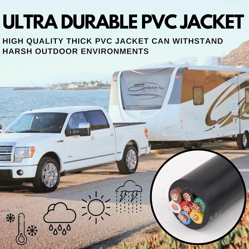 Kabel Trailer RV Kawat Konduktor CCA 7 Jalur 14 Gauge Heavy Duty, Konduktor Aluminium Berlapis Tembaga Terisolasi, Warna C