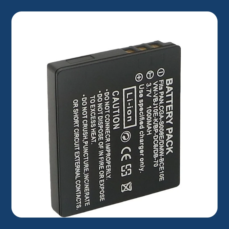 10 Stück 1000 mAh CGA-S008E/BCE10E/DB-70/BP-DC6 Akku für Panasonic Digitalkamera – wiederaufladbarer Li-Ionen-Überladeschutz