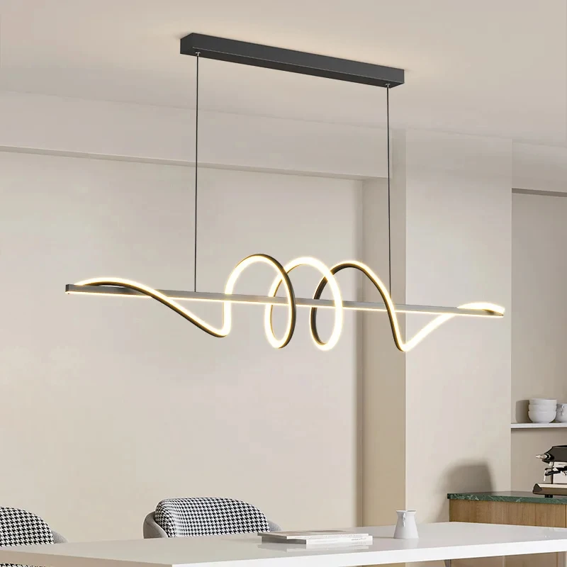 2025 Remote Control Dining Room Pendant Lights Modern LED Restaurant Living Room Chandelier Home Interior Decor Lustre Hanging L