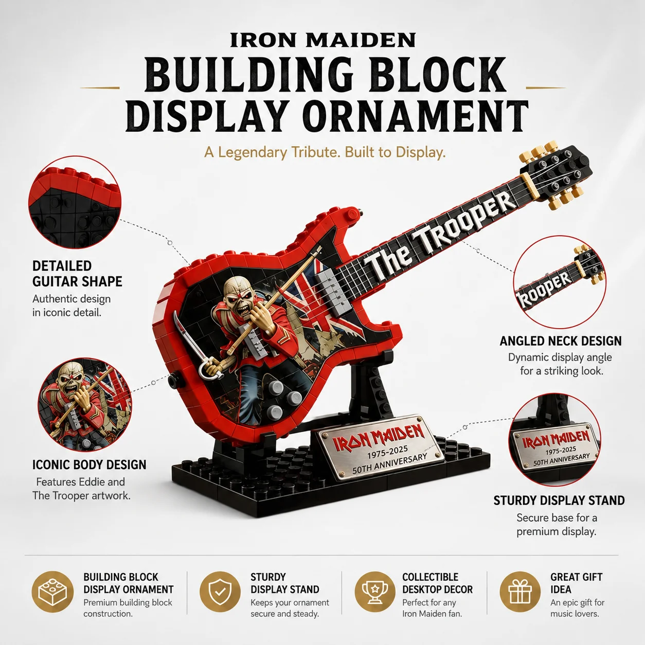 Iron Maiden The Trooper Guitar - Lego Building Blocks ulasan dan harga