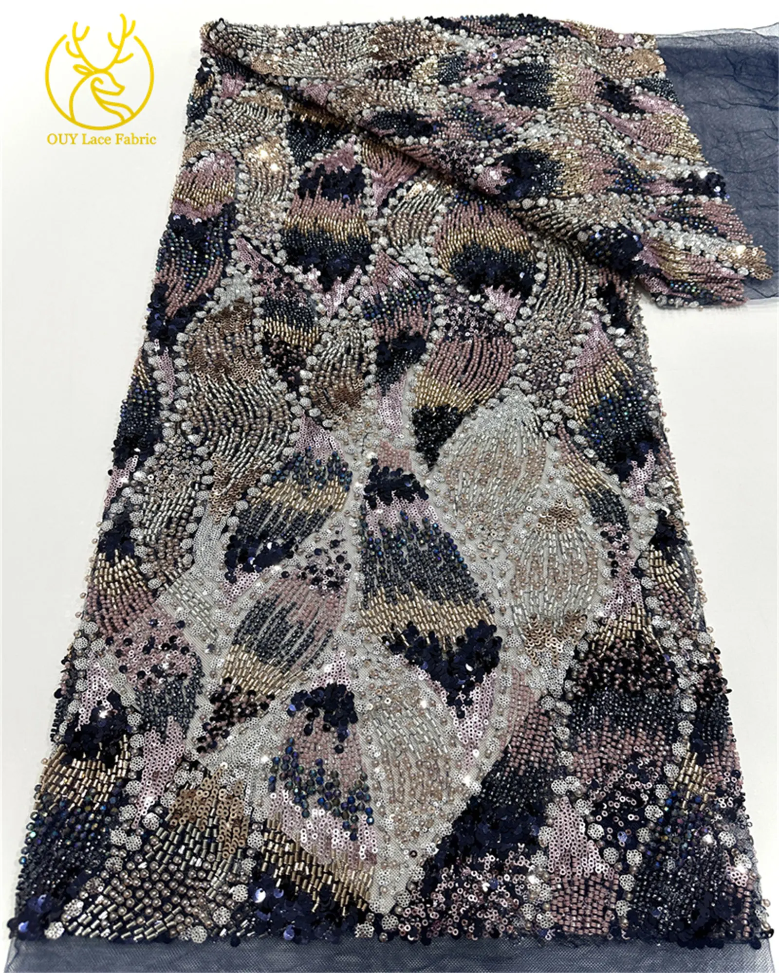 Latest Luxury Colorful Beaded Lace Africa 2025 High Quality French Handmade Sequin Fabric Nigerian Women's Evening Dresses