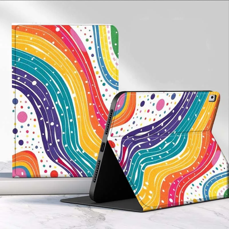 

Rainbow Wave Line Pattern For iPad Air Mini 9.7 2 4 5 11 6th 7th gen 13 3 1 2 4 5 6 7 7.9 10.9 10.5 Inch Tablet Case