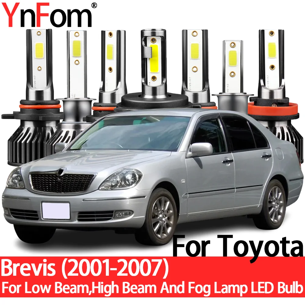 

YnFom для Toyota Brevis 2001-2007 специальный LED набор ламп для передних фар ближнего света, дальнего света, противотуманных фар, автомобильные аксессуары