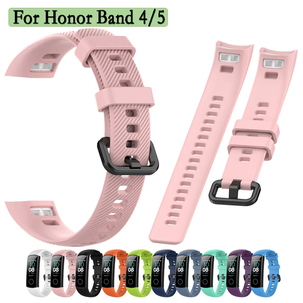 

For Honor Band 5/4 Silicone Watchband With 2 Steady Buckles Adjustable Wristbands Bracelet Band For Honor Band 4