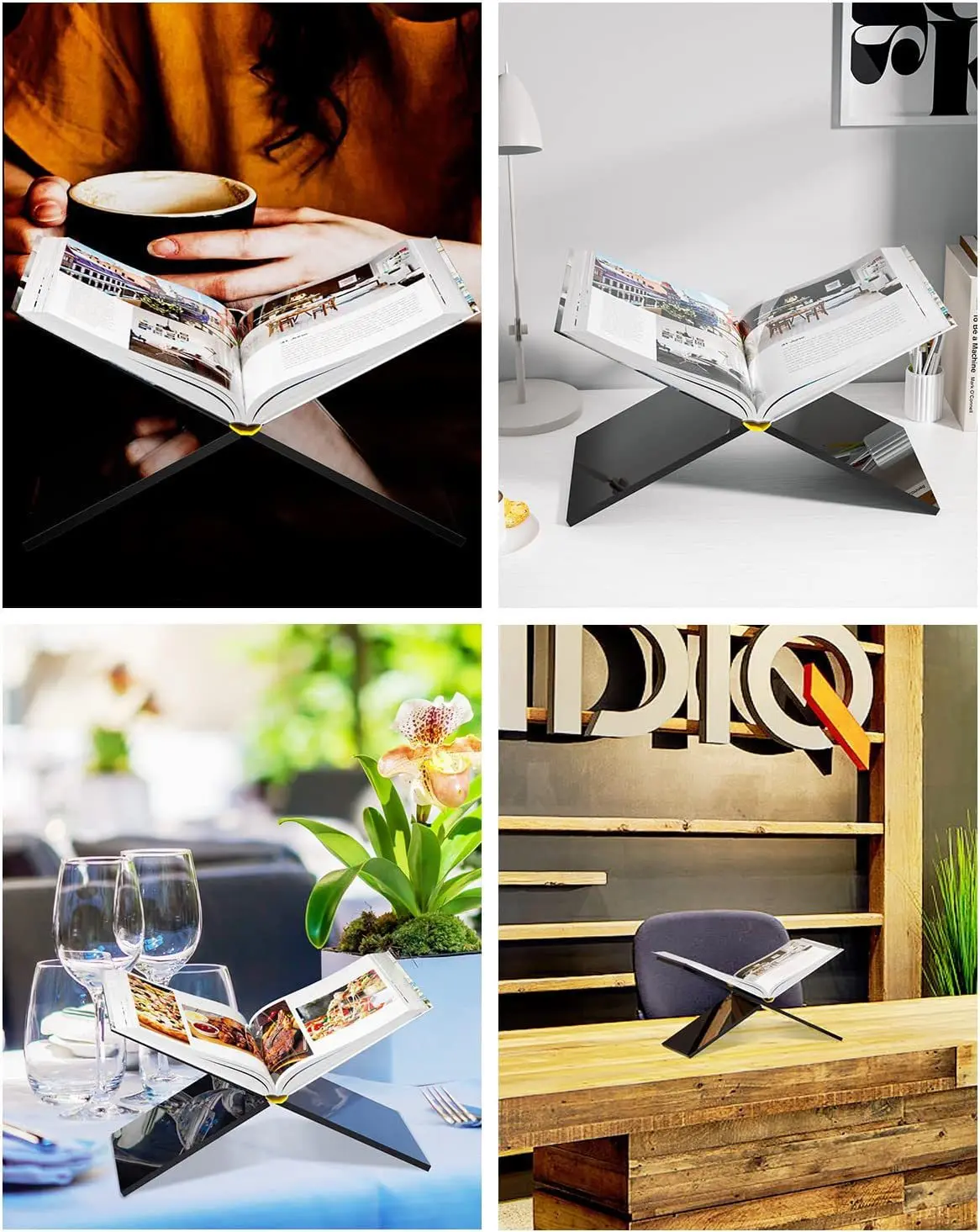 Acrylic Bible Recipe Magazine Textbook Stand Coffee Beer Beverage Can Device Shelf Display Stand 4mm Thickness