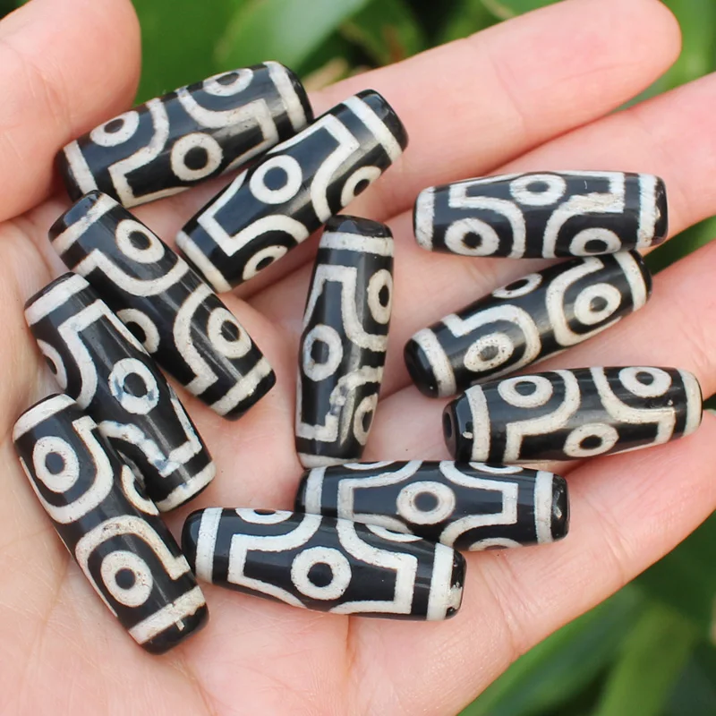 3pcs , Lengt 27-30mm,2-15eyes , 21eyes ,Tibet Dzi Agates Oval Beads , Large Variety of Patterns , Jewelry Making Beads