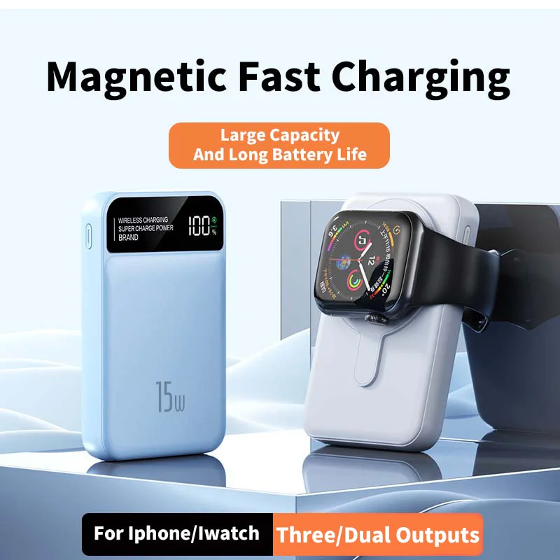 Magnetic Power Bank Xiaomi 50000mAh Wireless 22.5W Fast Charger Portable External Spare Battery For Apple iWatch iPhone huawei