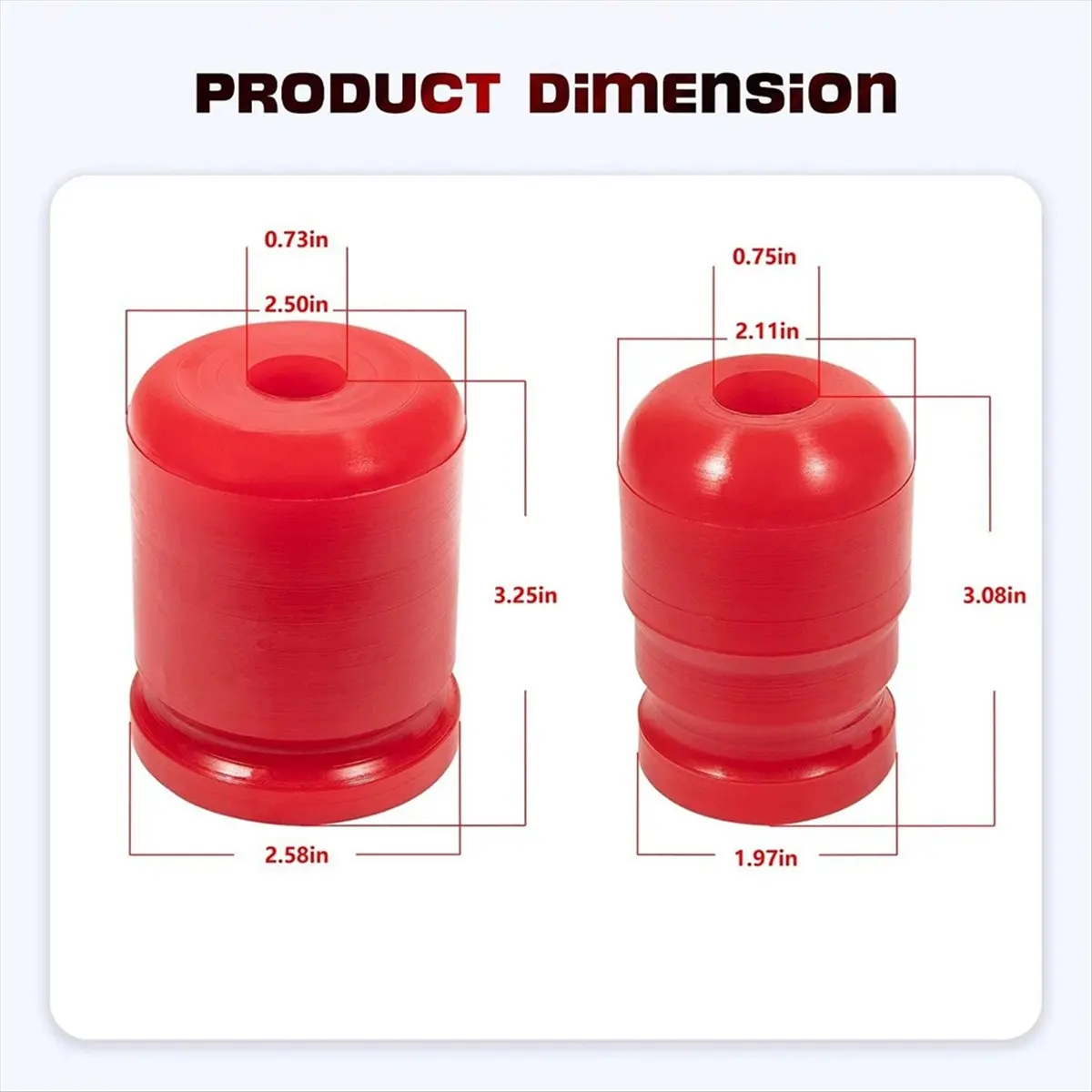 #03I Shock Absorber Kit and Bumper Bracket,1-1303 & 1-1304 Front Rear Polyurethane Bump Stops Kit for Jeep (Red)