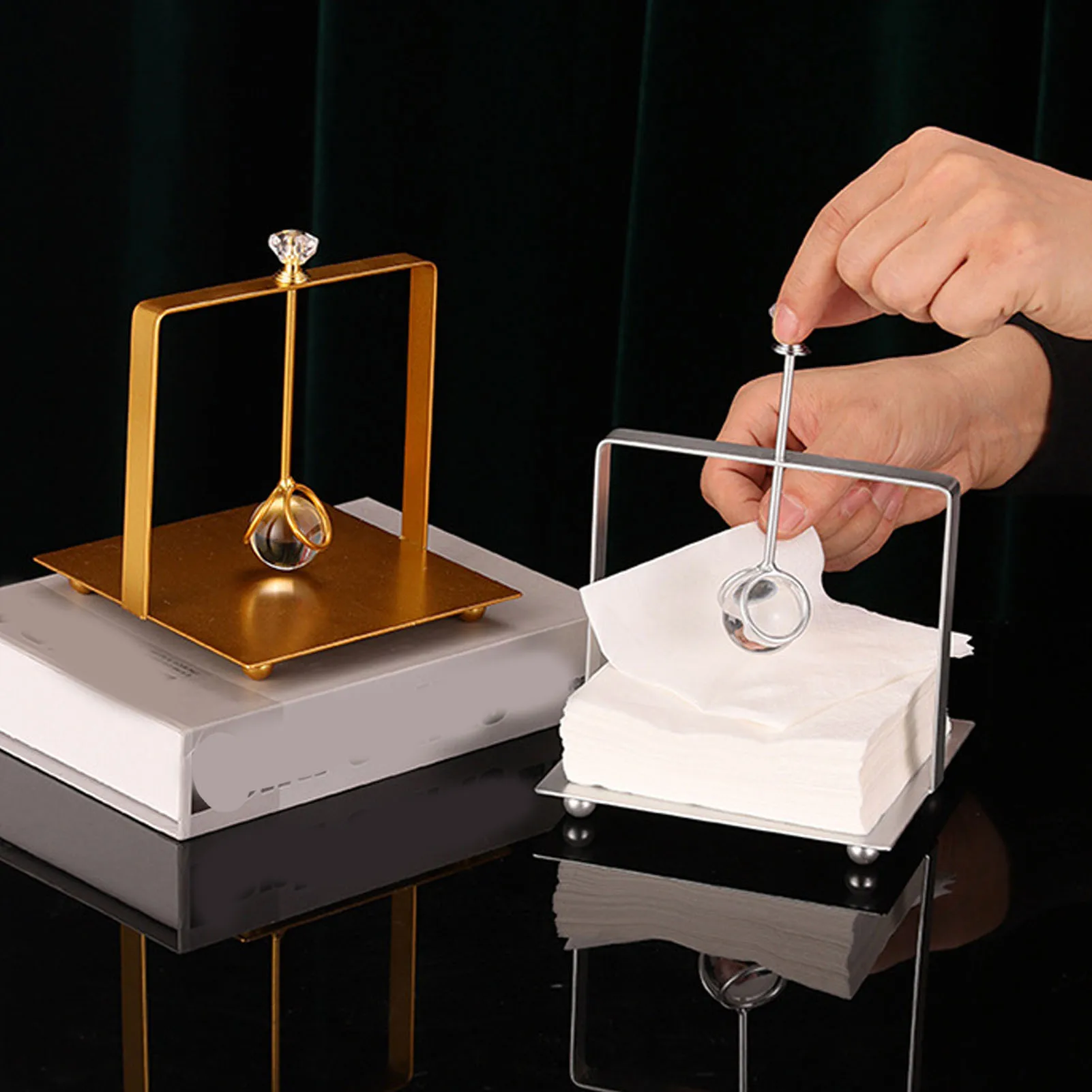 

Flat Napkin Holder Metal Napkin Holder Handle Modern Elegant Paper Napkin Dispenser for Restaurant Hotel Home